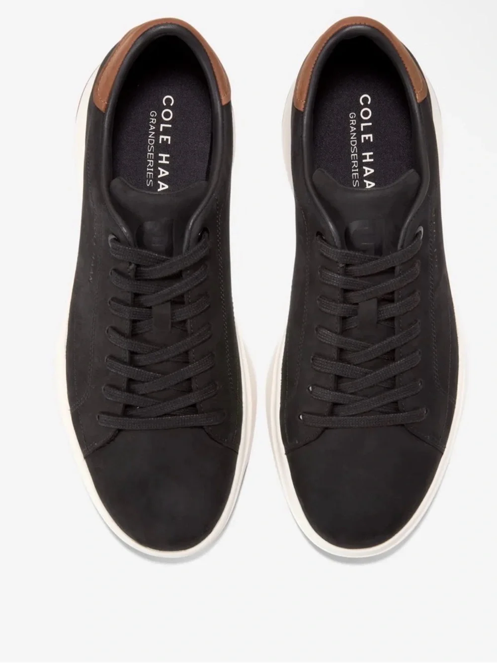 Cole Haan Men’s Black and White Suede Grand Pro Tennis 2.0 Sneaker